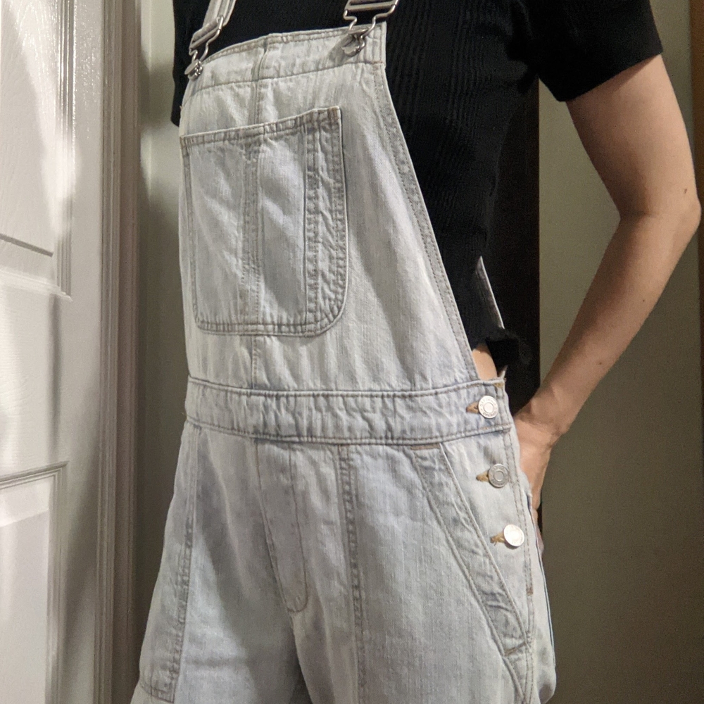 Stylish Light Gray Denim Overalls
